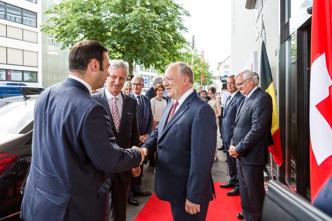 Der König von Belgien, Seine Majestät König Philippe (Filip), besucht die ABB Turbo Systems in Baden. Mit Bundesrat Johann Schneider-Ammann und ABB-VR-Präsident Peter Voser.