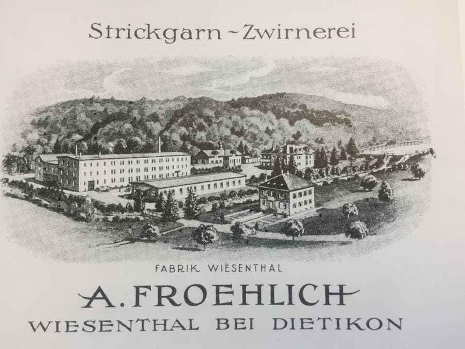 Historisches Bild der Froehlich-Fabrik. Textilfabrik Froehlich im Wiesental