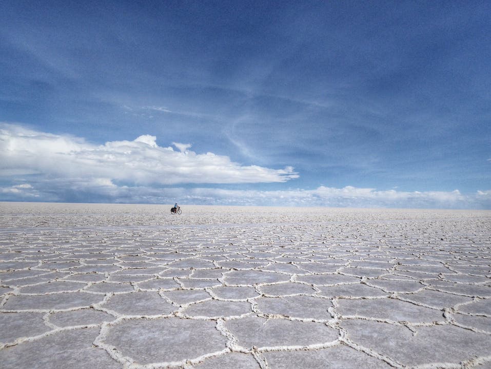 «Die Durchquerung der Salzwüste durfte auf keinen Fall fehlen – Salar de Uyuni in Bolivien.»