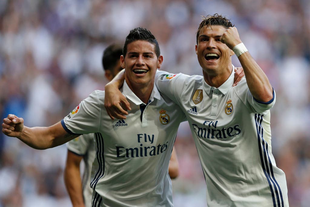 Vergangene Zeiten James Rodriguez und Cristiano Ronaldo gemeinsam im Einsatz für Real Madrid.
