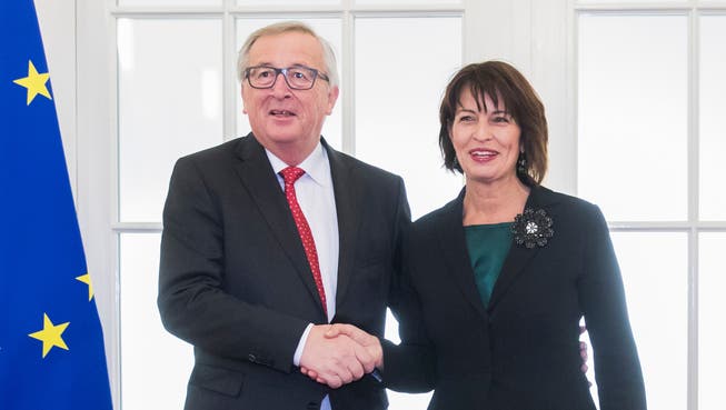 Da herrschte noch gute Stimmung: EU-Kommissionspräsident Jean-Claude Juncker und Bundespräsidentin Doris Leuthard.