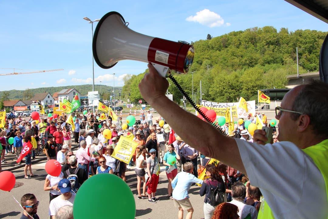Impressionen von der Anti-Beznau-Demonstration bei der Grenzbrücke Waldshut-Koblenz.