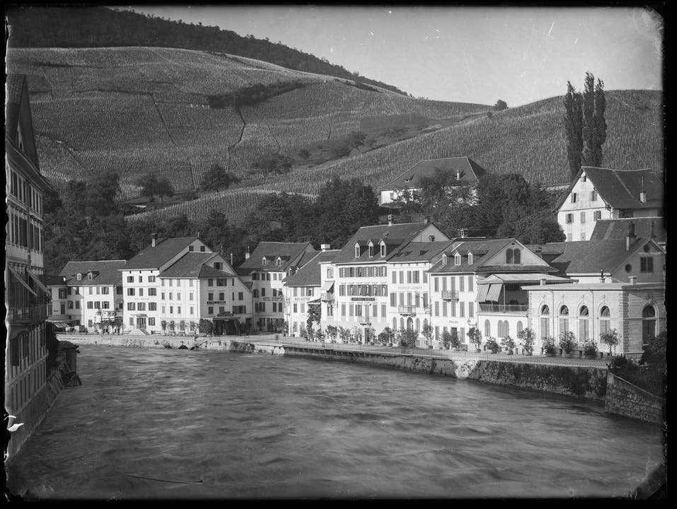 Ennetbaden um 1910 von der Schiefen Brücke aus Historisches Museum Baden, Fotohaus Zipser, Q. 12.1.196