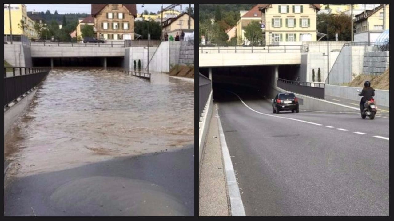 Das Hochwasser richtete Schäden in Millionenhöhe an. Auf der Strengelbacherstrasse in Zofingen sind die Spuren mittlerweile beseitigt.
