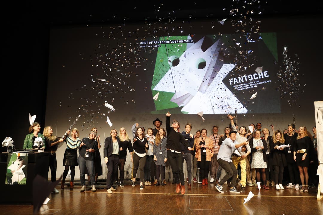 Fantoche-Festival 2017 Internationale Festival für Animationsfilm Fantoche-Festival 2017 in Baden: Das Fantoche Team feiert das Ende der 15. Ausgabe mit Leiterin Annette Schindler (links).