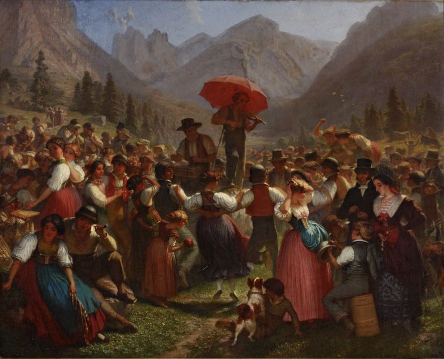 Gottlieb E. Rittmeyer, Stubete auf Alp Sol, 1865, Öl auf Leinwand, 114 x 142 cm, Kunstmuseum St. Gallen