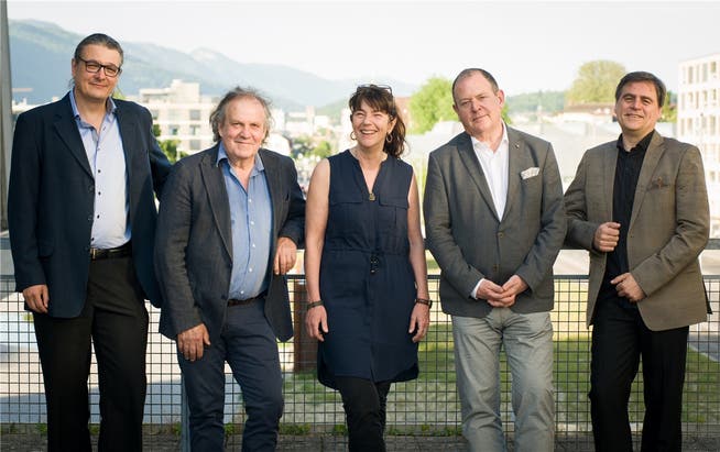 Sie betreten mit der Wagneroper neue Wege im Passionsspielhaus in Selzach (v. l.): René Gehri, Oskar Fluri, Pia Bürki, Dieter Kaegi und Valentin Vassiliev.