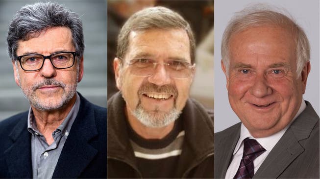 Die drei Gemeindeammannkandidaten in Obersiggenthal (v.l.): Dieter Martin Franz Mesey und Linus Egger