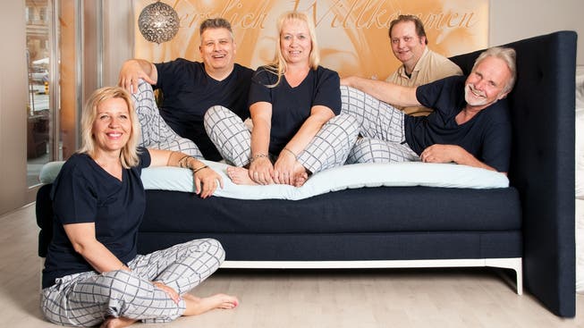 Das Team des Betten-Centers Baden (v.l.): Geschäftsführerin Petra Christen, Thomas Werling, Silvia Kunz, Reto Ballat, Geschäftsführer Ueli Christen.