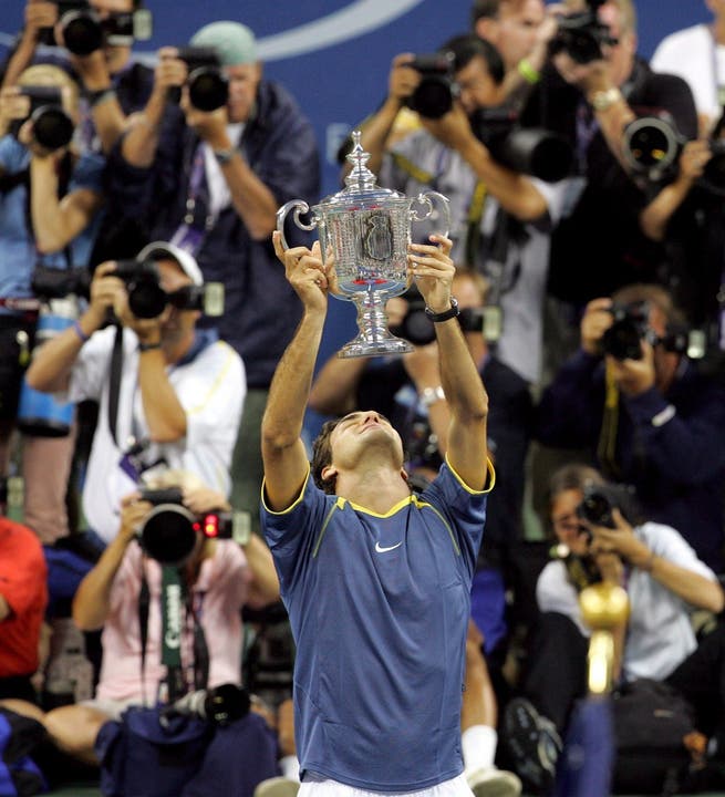 32. Titel: Federer gewinnt 2005 die US Open Andre Agassi, 6:3, 2:6, 7:6, 6:1