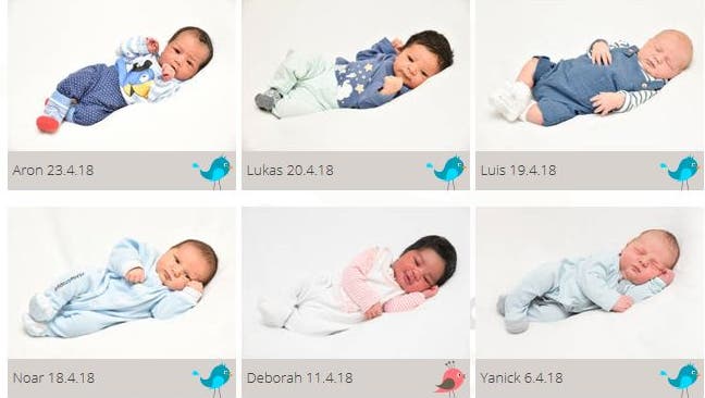Die letzten Babys, die das Spital Menziken (Slogan: «Mir läbed Nöchi») auf seiner Homepage aufgeschaltet hat.
