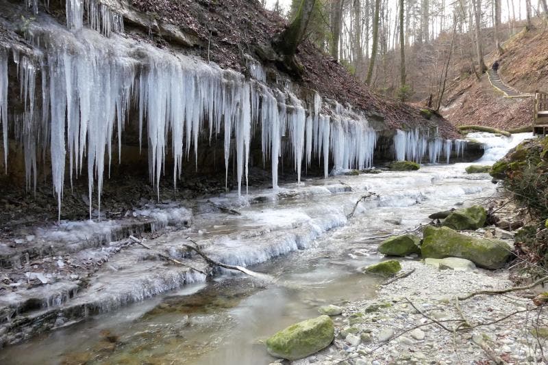 Bilder von der sibirischen Kälte in der Schweiz 2018 Das Sörikertobel in Muri ist bei winterlichen Temperaturen fast ein Märchenland.