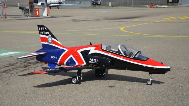 Die Hawk – ein Jettrainingsflugzeug, das auch zu sehen sein wird. Hier in einem Spezialanstrich der Royal Air Force.