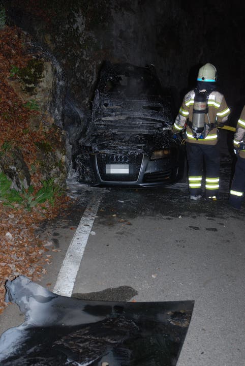 Hägendorf (SO), 16. April In der Nacht auf Sonntag kollidierte ein Automobilist mit einer Felswand. In der Folge brannte sein Auto. Personen wurden keine verletzt.