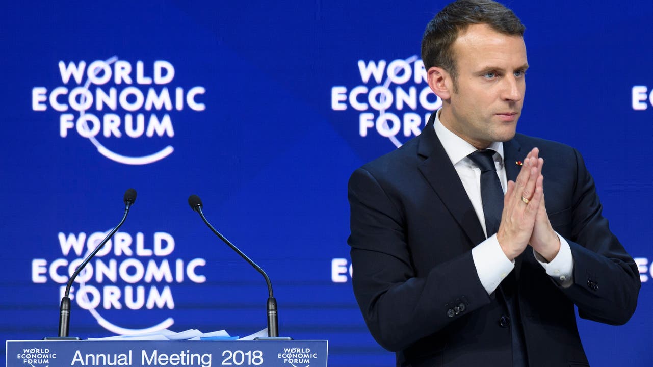 Macron gab sich in Davos kämpferisch: Von Europa forderte er mehr Ehrgeiz, um mit den Weltmächten China und USA wieder aufzuschliessen.