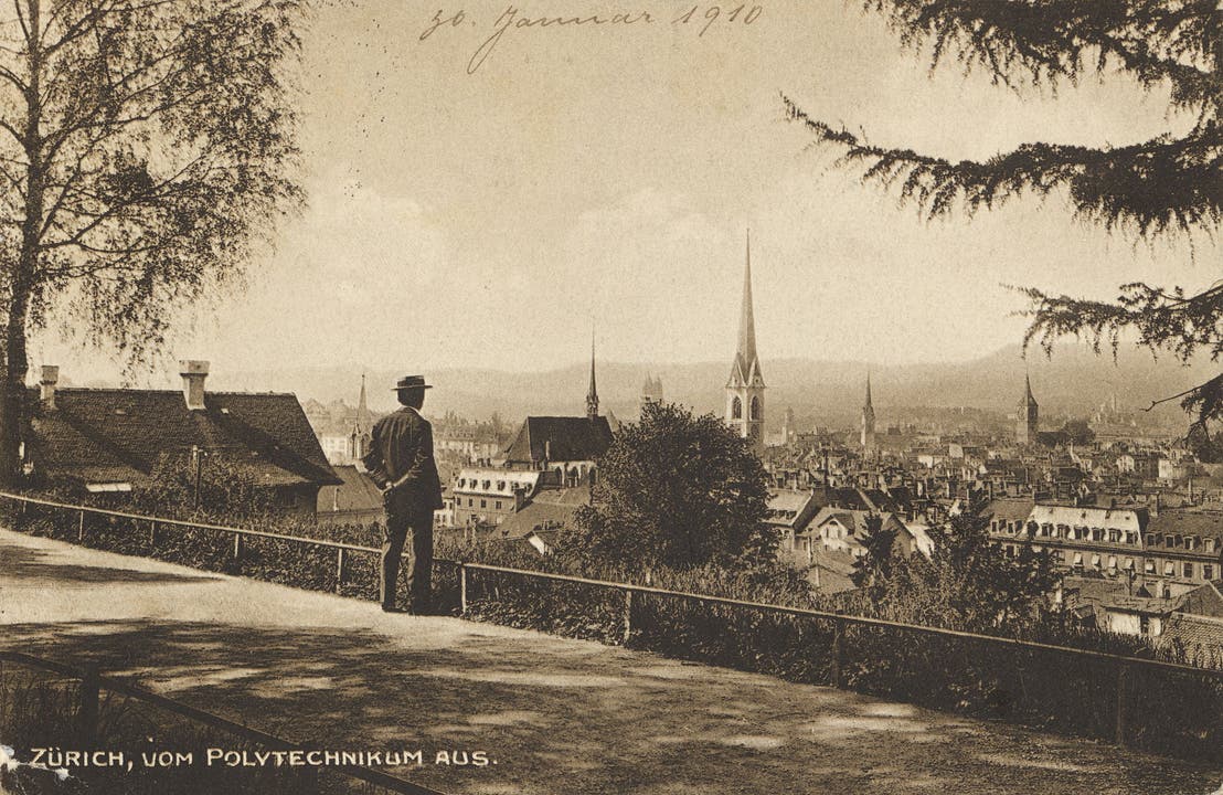 Blick über Zürich vom Polytechnikum aus. Bild um 1911.