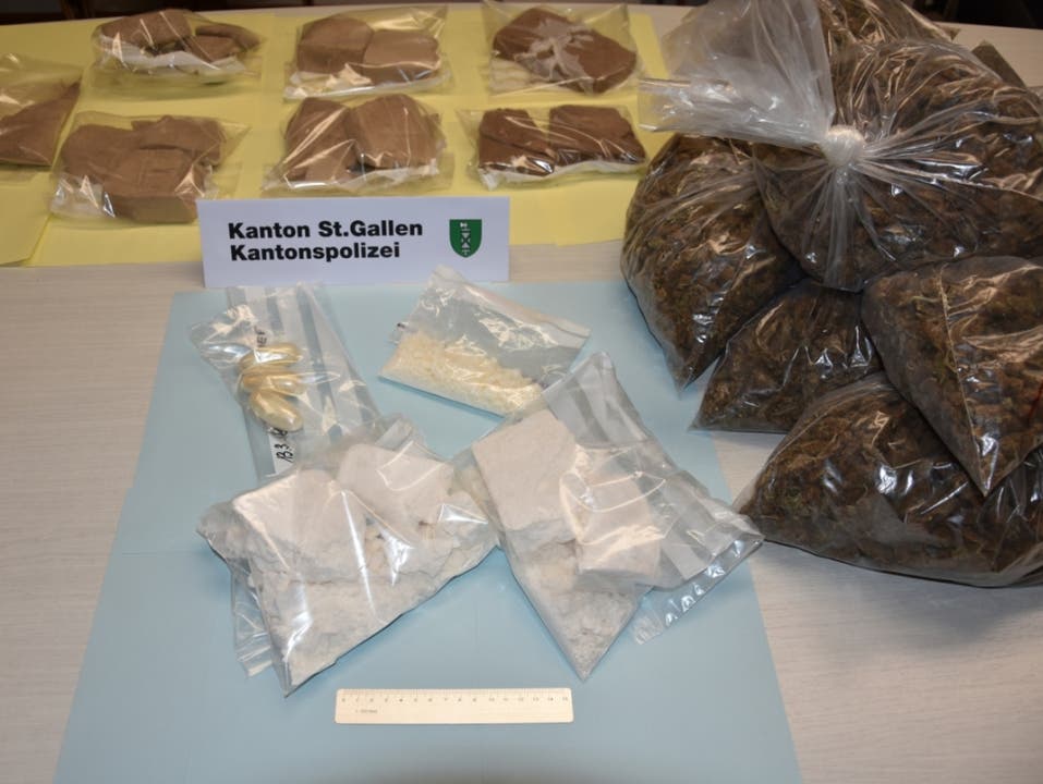 St. Gallen, 17. April Im Zusammenhang mit Ermittlungen gegen einen international operierenden Drogenring hat die Kapo St. Gallen Heroin, Kokain und grosse Mengen von Marihuana sichergestellt. 54 Personen wurden festgenommen, davon 35 in der Schweiz.