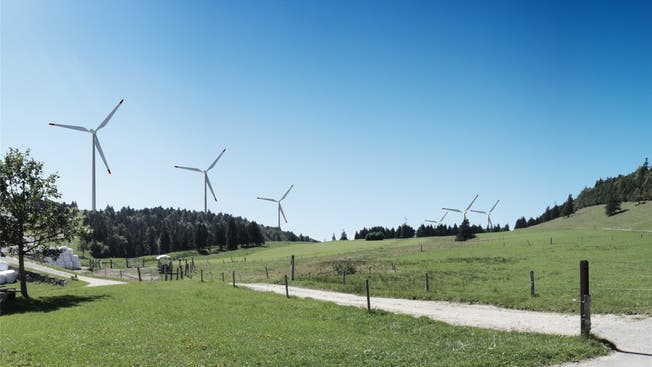 So könnte der Windpark auf dem Grenchenberg aussehen.