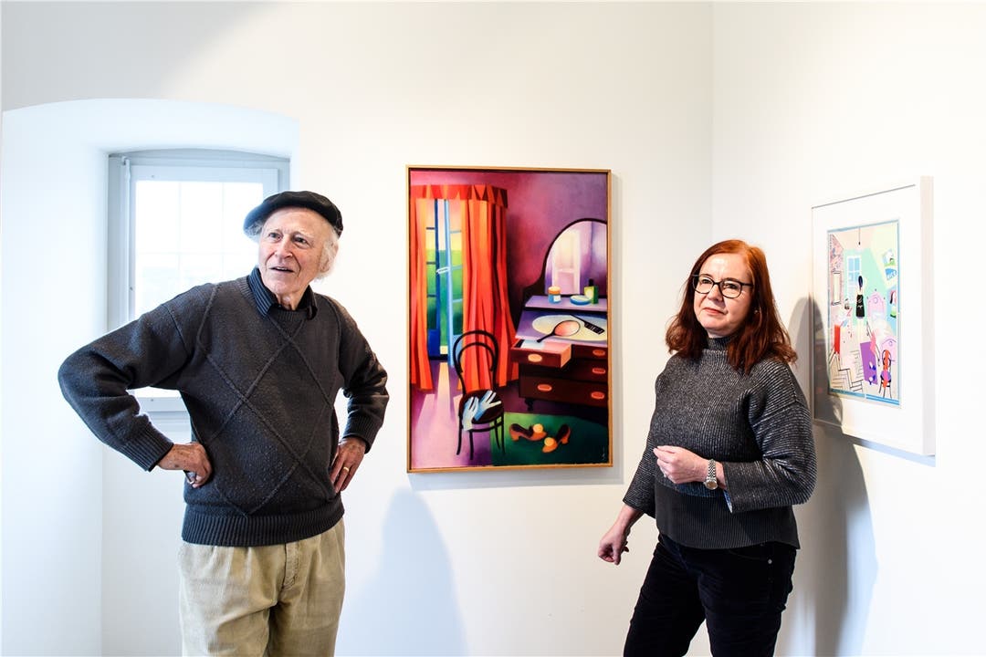 Roman Candio und Roswitha Schild haben Peter Schneiders Werk gesichtet und präsentieren die Ausstellung im Schlössli Biberist.