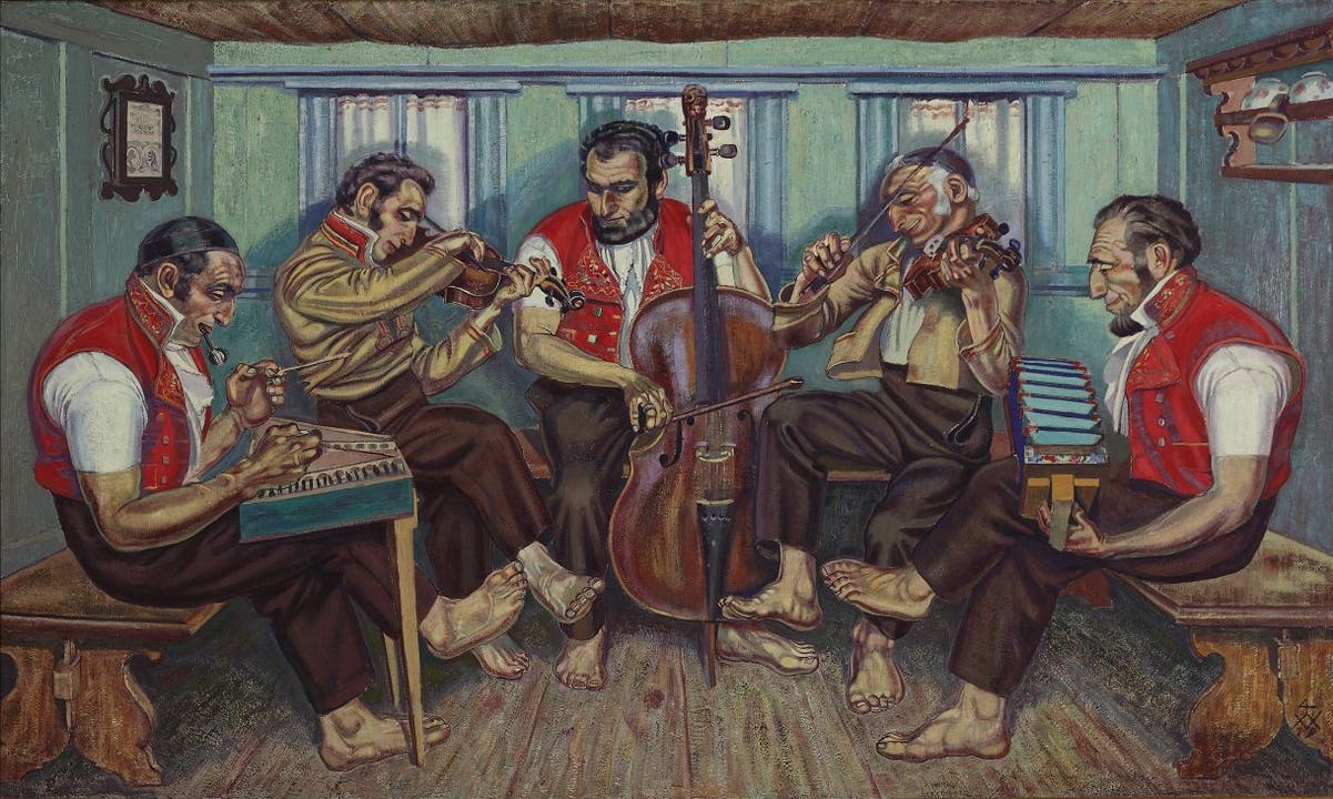 Albert Sebastian Oesch, Bauernmusik, 1919, Öl auf Leinwand, 150 x 251 cm, Dr. Max Kuhn-Stiftung / Kunstmuseum St. Gallen