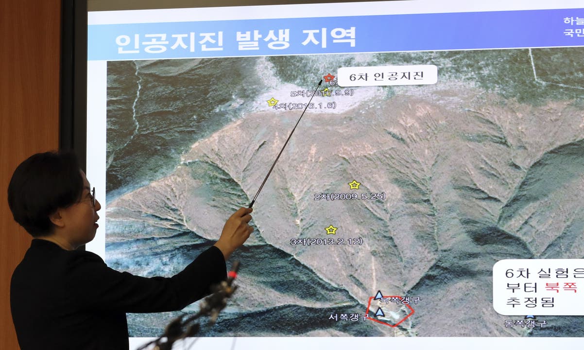 Südkorea zeigt, wo sich das künstlich ausgelöste Erdbeben ereignet haben soll.