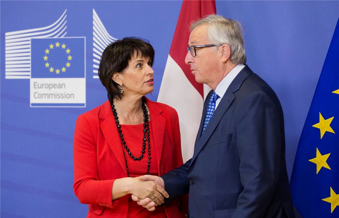 Die Schweiz und die EU nähern sich wieder an. Leuthard und Jean-Claude Juncker.