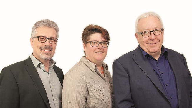 Gemeinderatskandidaten der CVP Dulliken (v. l.): Konrad Schenker, Bernadette Bärtschi (neu), Martin Henzmann.