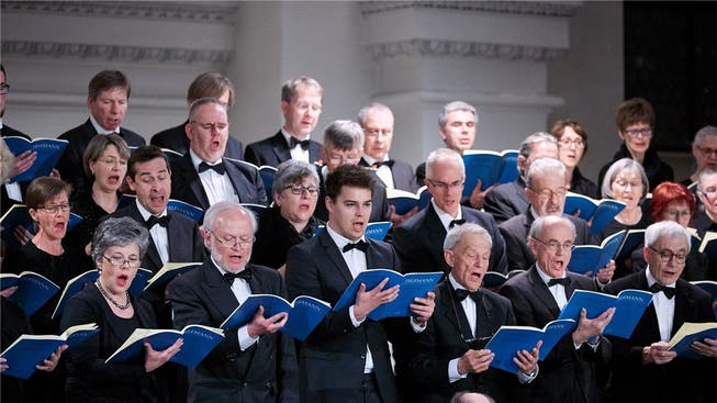 Chormitglieder der Schola Cantorum Wettingensis bei einem ihrer Auftritte. ZVG
