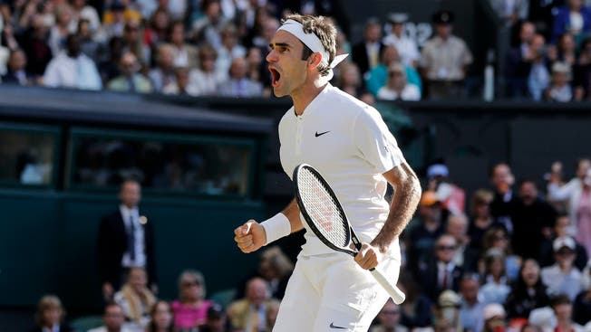 Roger Federer nach seinem Viertelfinalsieg gegen Milos Raonic.