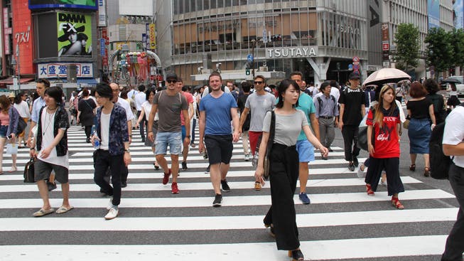 Die Seeländer auf dem beeindruckenden «Shibuya Crossing» in Tokio.