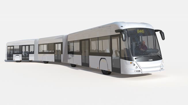Visualisierung des 24.5 Meter langen Hess-E-Bus für Nantes.