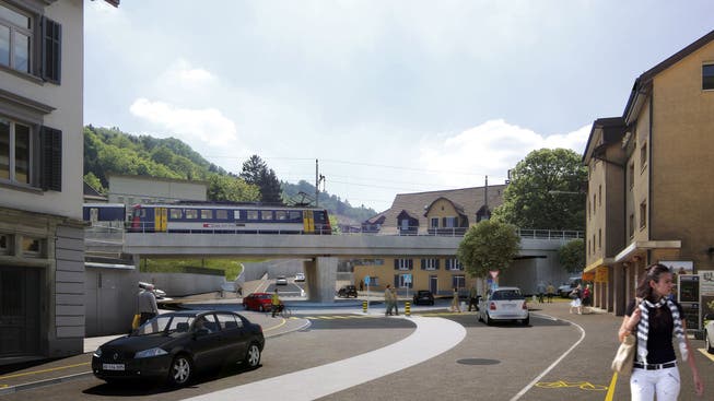 So sollen der Kreisel und die Eisenbahnbrücke in Zukunft aussehen.