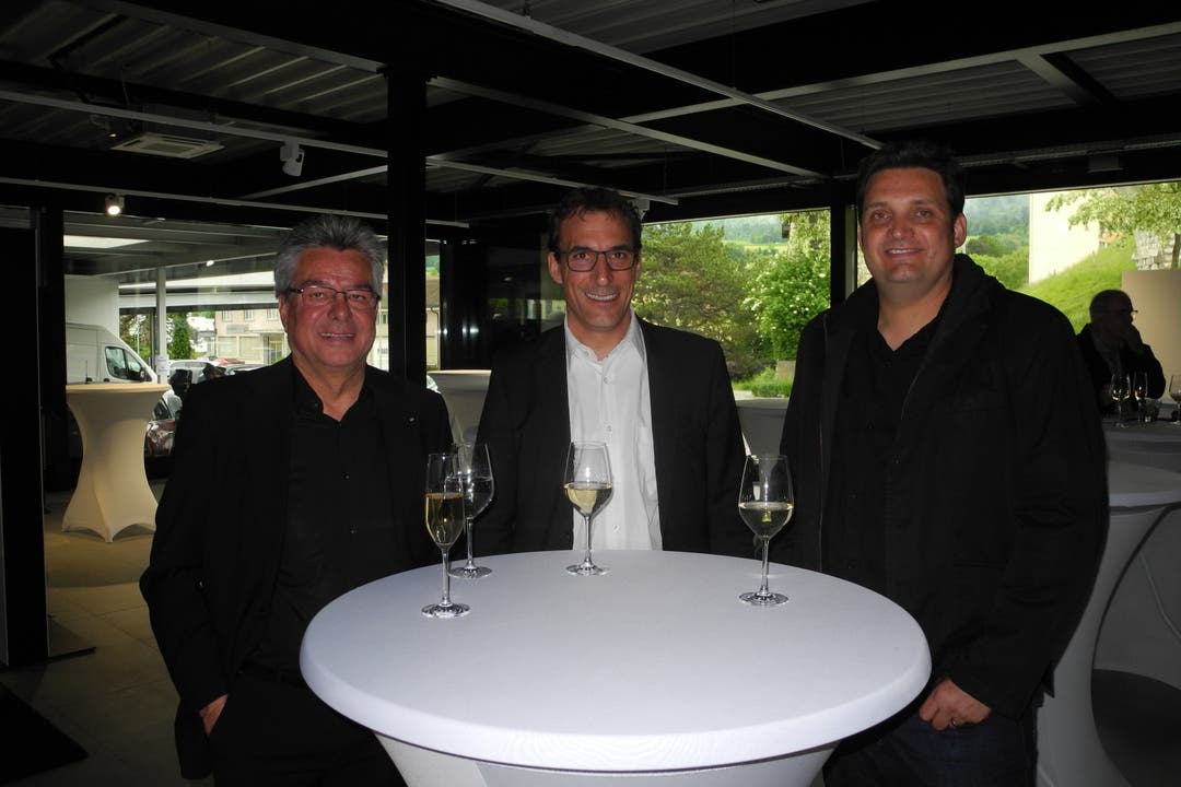 Die Architekten Aldo Bigolin und Marco Crivelli mit Mitarbeiter Markus Fahrni