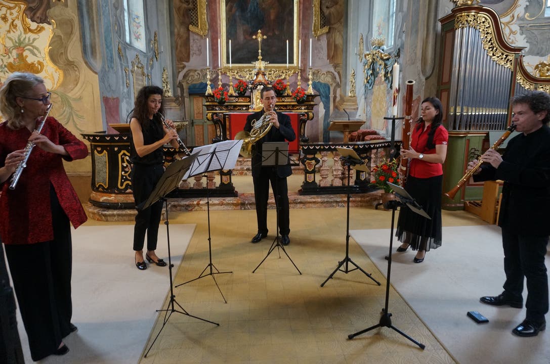 Von links Andrea Kolle (Floete), Silvia Zabarella (Oboe), Mischa Greull (Horn), Maria Wildhaber (Fagott), Fabio di Casola (Klarinette).