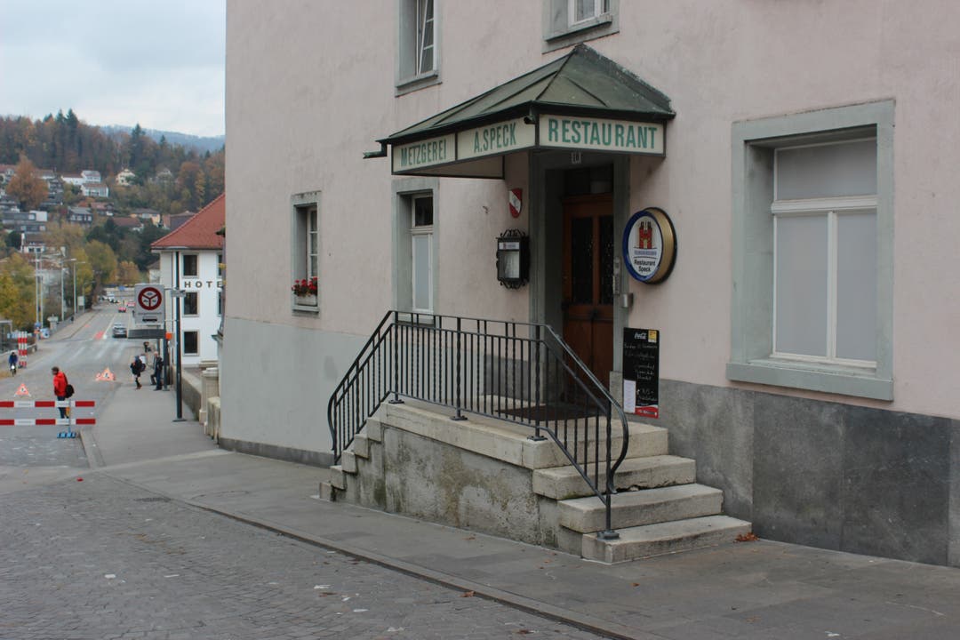Von aussen: Restaurant und Metzgerei "Speck". Restaurant/Metzgerei Speck in Aarau