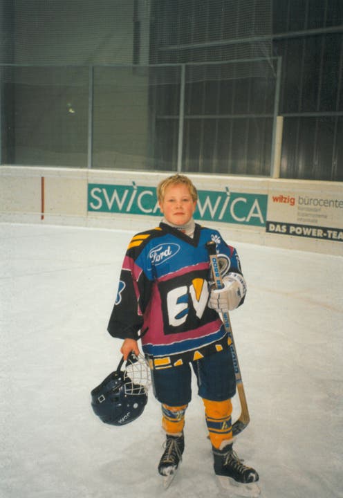 Private Kinderfotos des Eishockeyspielers Marco Maurer (heute Verteidiger beim EHC Biel) aus seiner Zeit beim EV Zug, undatiert.