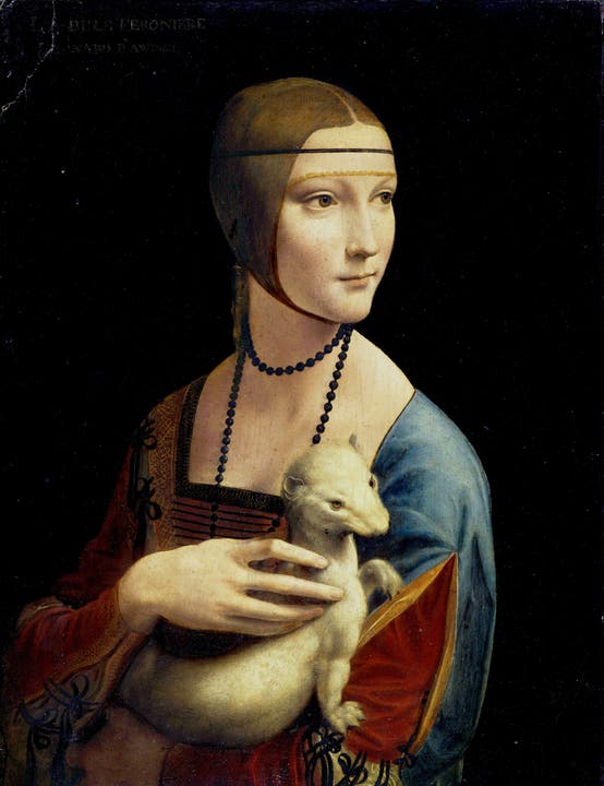 Cecilia Gallerani («Die Dame mit dem Hermelin»). Im Auftrag von Ludovico Sforza 1489/90 entstanden. Öl auf Holz, 55×40,5 cm. Heute im Nationalmuseum Krakau.