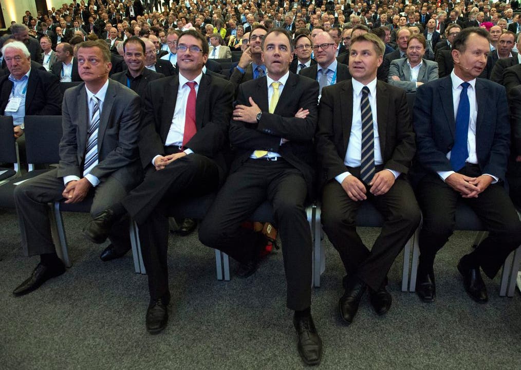 2013 am Swiss Economic Forum mit den Präsidenten von BDP, SP, CVP und FDP