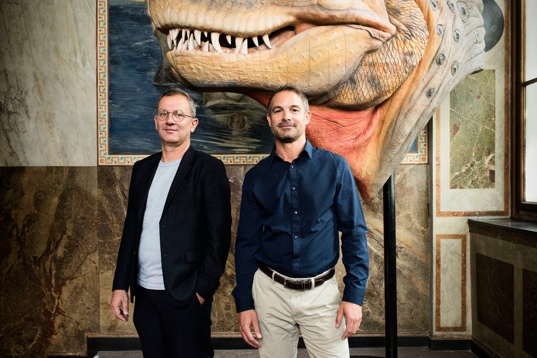 Sind vom Neubauprojekt des Naturhistorischen Museums «hundertprozentig überzeugt»: Die Co-Direktoren David Alder (rechts) und Basil Thüring. R. Schmid