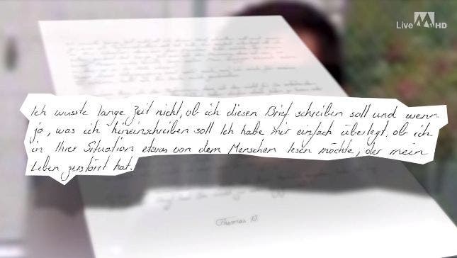 Brief-Ausschnitt: Thomas N. schrieb den Angehörigen einen Brief – aber ohne das Wort "Entschuldigung" zu verwenden. Während des Prozesses wurde dies bekannt.