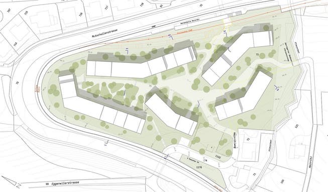 Die Überbauung «Heinrüti» verbindet städtebauliche Planung mit der Idealvorstellung vom «Wohnen auf dem Land». Visualisierung: lilin architekten