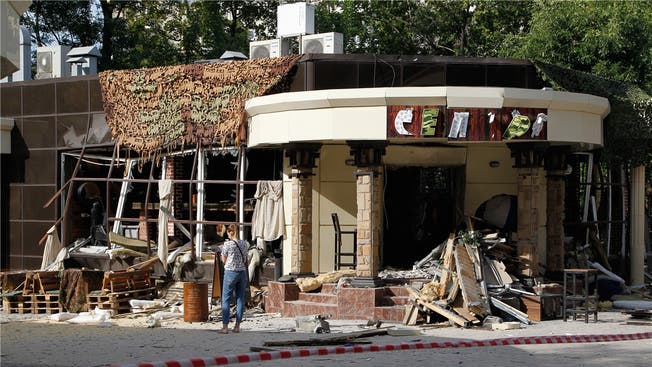 Das Café «Separ» in Donezk: Hier starb am Freitag Separatistenführer Sachartschenko durch eine Bombe.