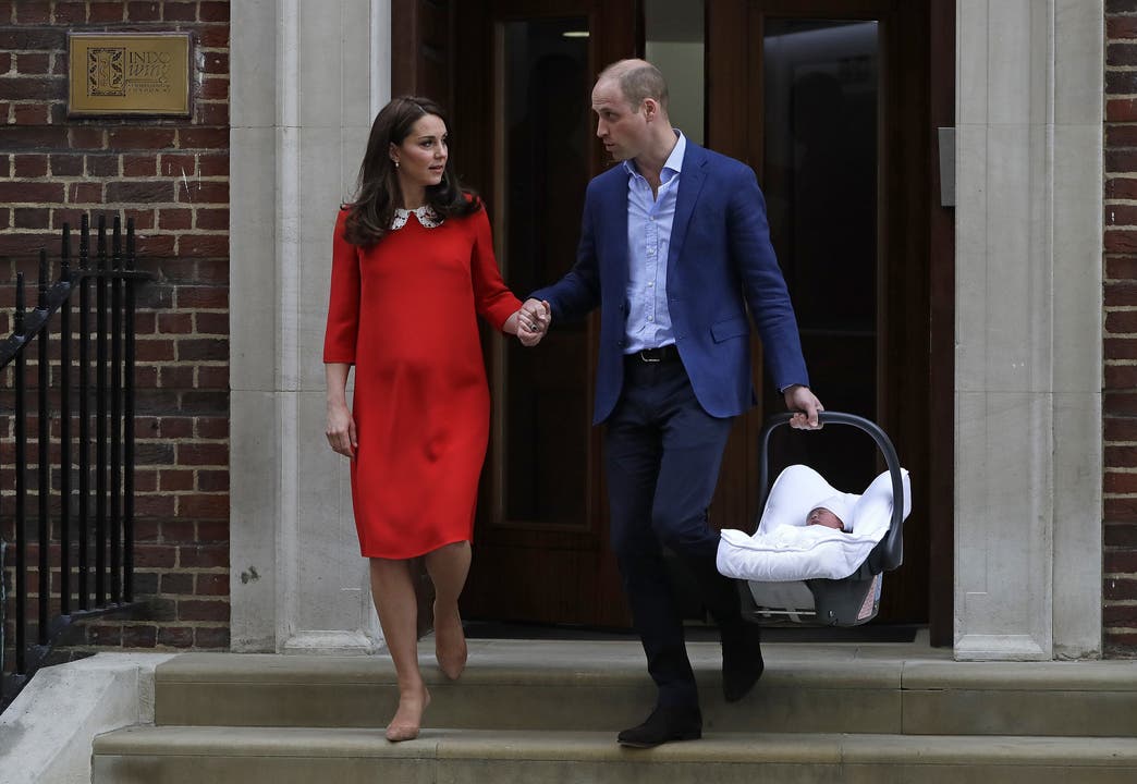 William und Kate mit ihrem Sohn Louis, kurz nach dessen Geburt, April 2018.