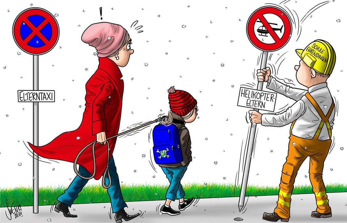 25. Januar 2019: In Ehrendingen werden immer mehr Kinder in die Schule chauffiert. Halten Eltern ihre Sprösslinge zu sehr an der kurzen Leine?
