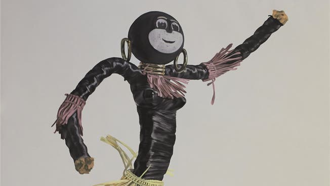 Die Figur des Anstosses: «exotic vintage dancer» von Pascal Danz. Das Bild zeigt keine Skulptur, sondern ein Ölgemälde, 250×200 cm gross, nach einer in der Schweiz populären Figur aus den 1950er-Jahren.