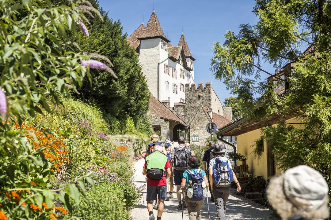 AZ Leserwandern 2018, 9. Etappe, Trimbach Einmarsch auf dem Schloss Wartenfels mit dem wunderschönen Garten.