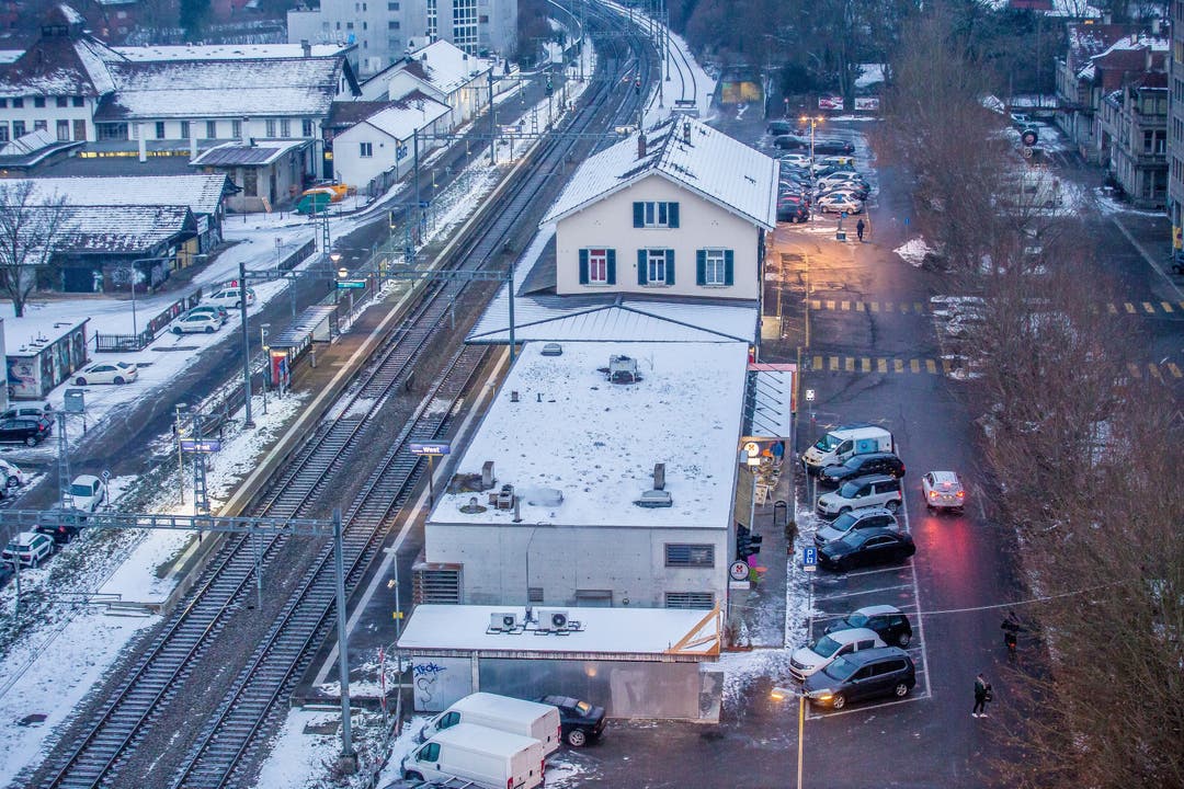  Der Westbahnhof aus einer winterlichen Vogelperspektive.