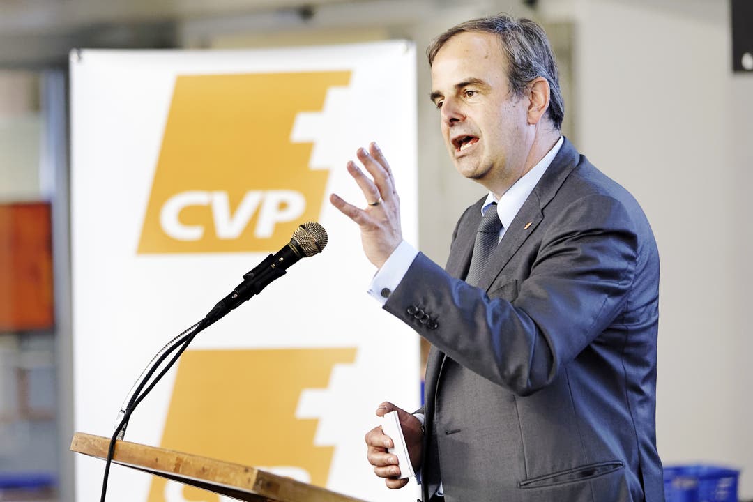 CVP-Nominationstag in Baden Gerhard Pfister, Präsident CVP Schweiz, bei seiner Rede.