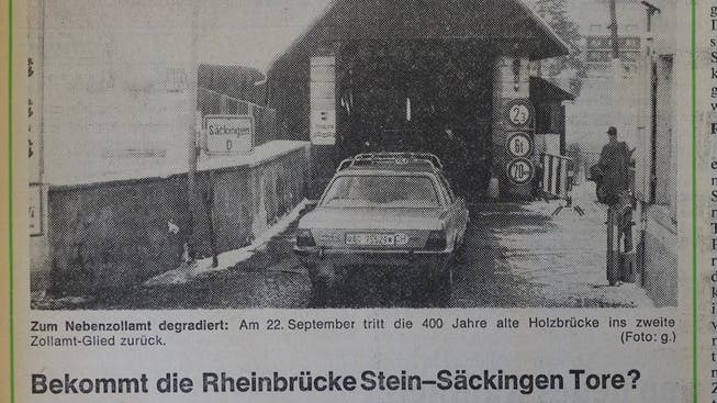 Zeitungsausschnitt vom 16. Januar 1979 zur Torfrage bei der alten Holzbrücke.