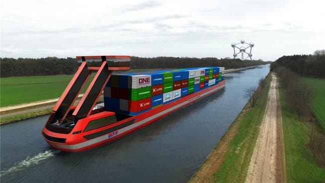 Komplett emissionsfrei sollen die elektrischen Frachtschiffe von PortLiner bald Güter durch Europa transportieren.